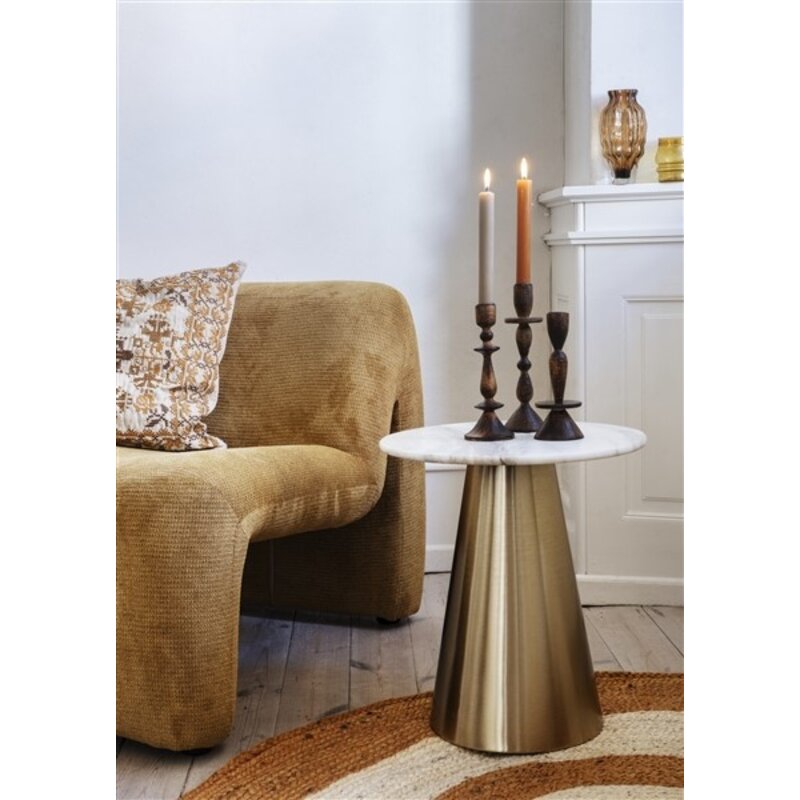 Madam Stoltz-collectie Houten kandelaar Donker naturel H:23 cm