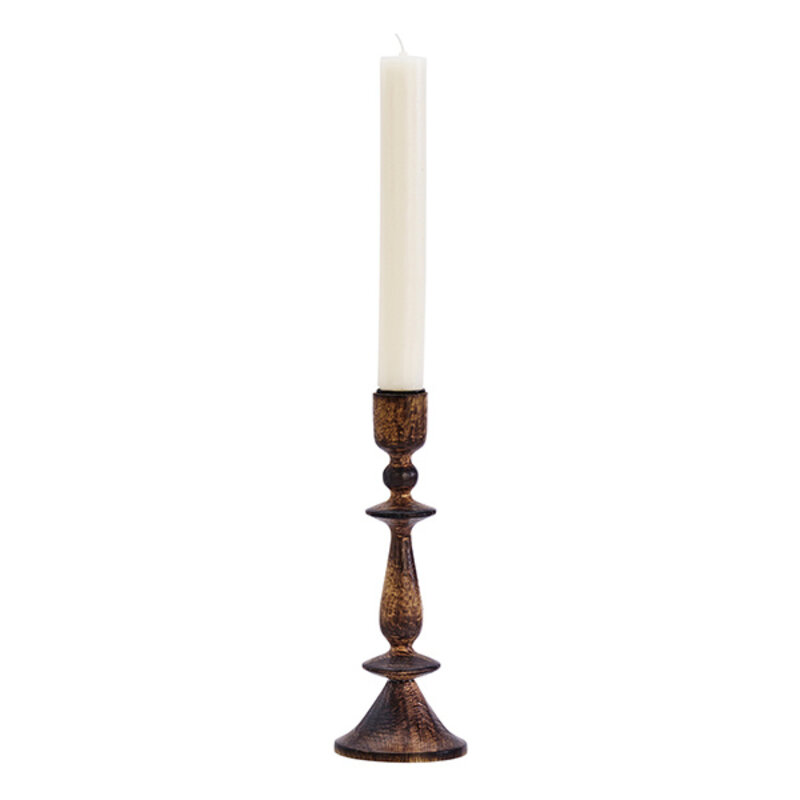 Madam Stoltz-collectie Wooden candle holder Dark natural