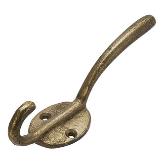 Madam Stoltz Handgesmede metalen haak Antiek messing H:11 cm