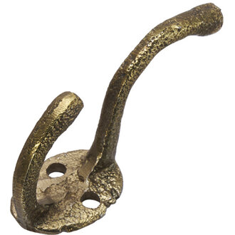Madam Stoltz Handgesmede metalen haak Antiek messing H:6 cm