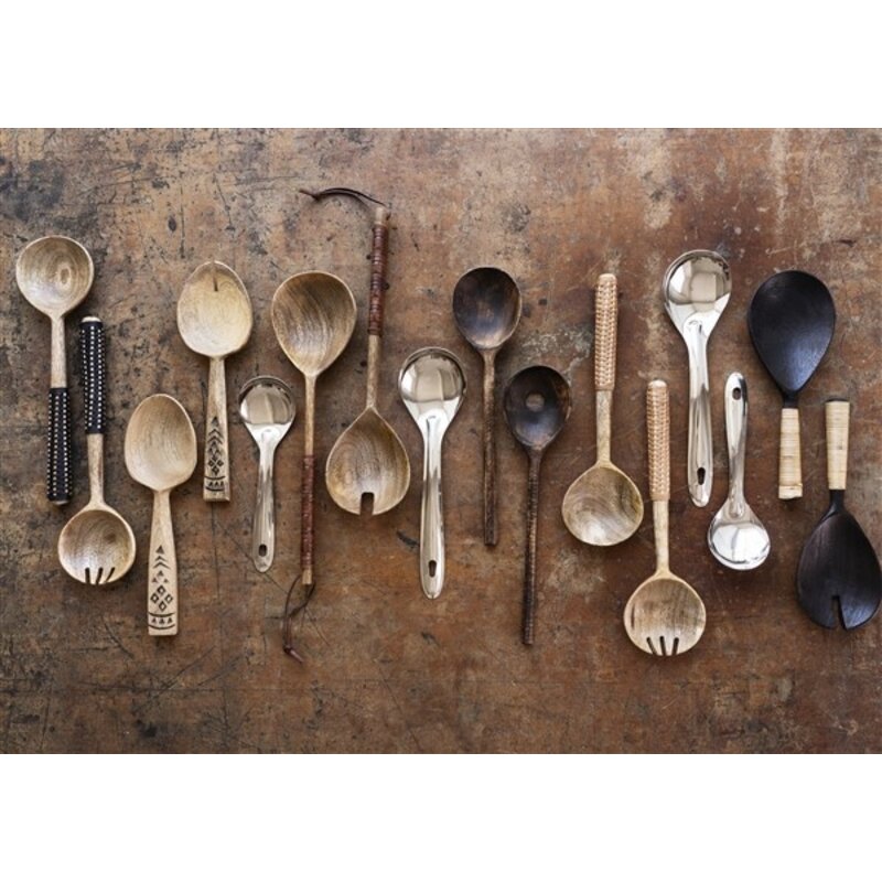 Madam Stoltz-collectie Wooden salad set w/ hand carving Natural