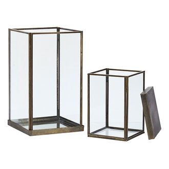 Madam Stoltz Glass hurricanes Clear, aged brass