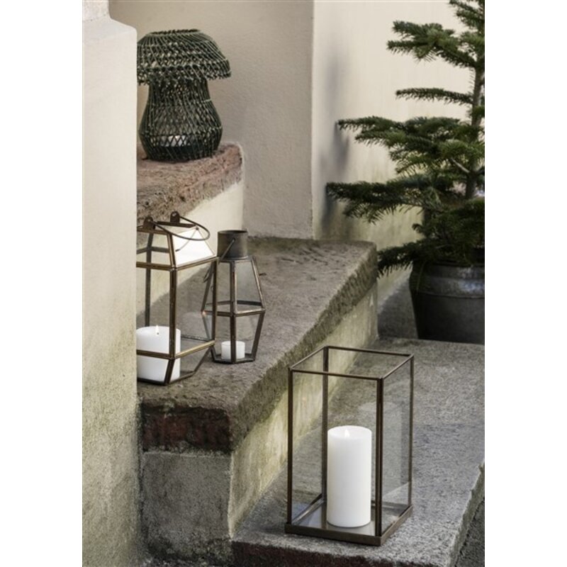 Madam Stoltz-collectie Glass hurricanes Clear, aged brass