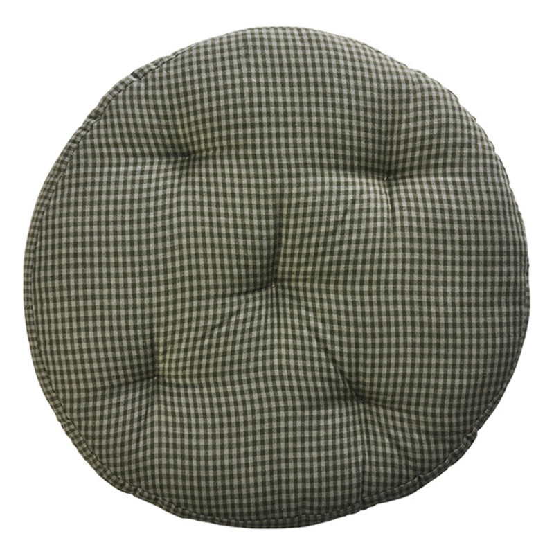 Madam Stoltz-collectie Rond katoenen stoelkussen  Donkergroen, lauriergroen