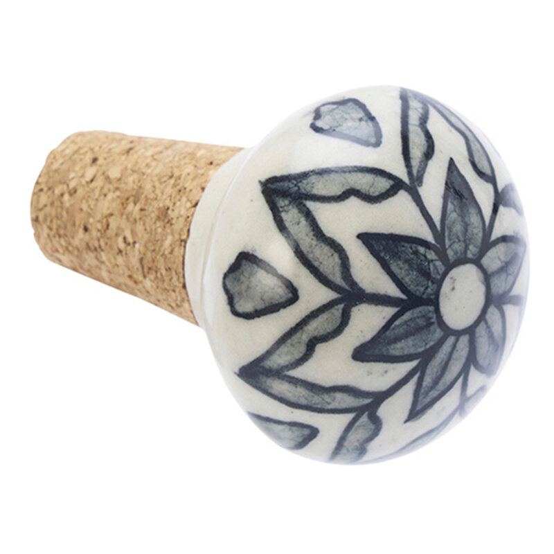 Madam Stoltz-collectie Hand-painted stoneware bottle stopper Off white, grey, black