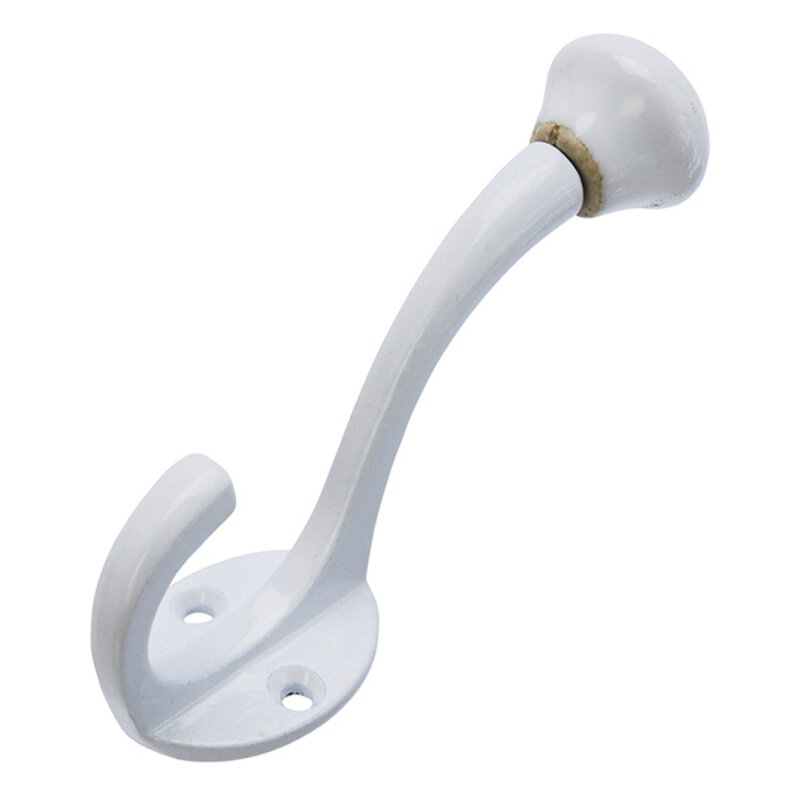 Madam Stoltz-collectie Iron hook w/ stoneware knob White