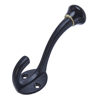 Madam Stoltz Iron hook w/ stoneware knob Black
