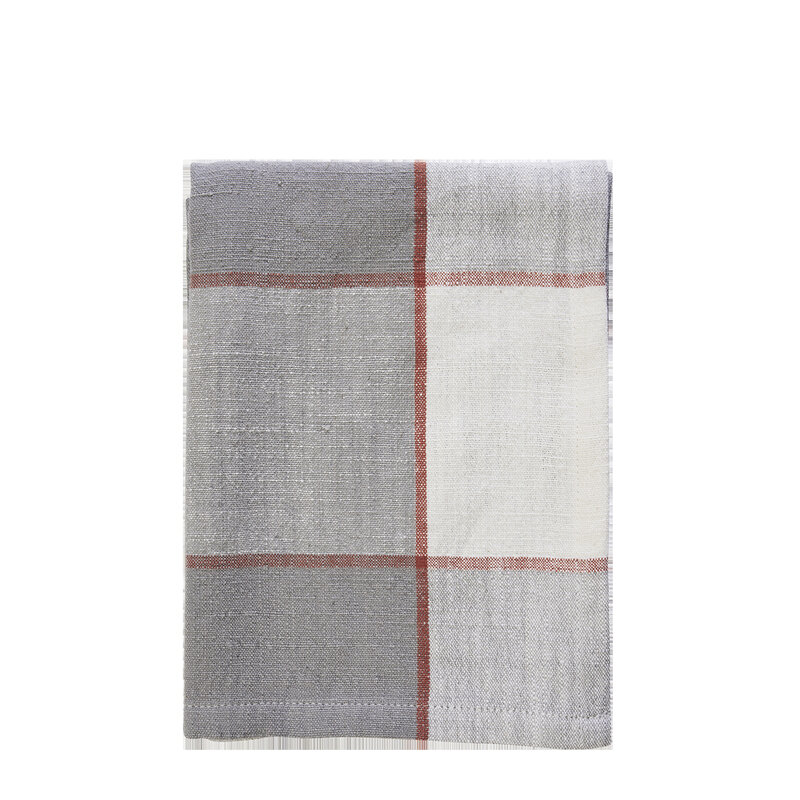 Madam Stoltz-collectie Checked kitchen towel Grey, tomato, off white