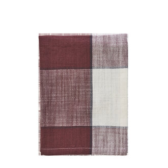 Madam Stoltz Geruite theedoek Syrah, houtskool, off white