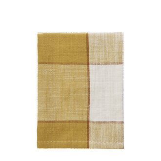Madam Stoltz Geruite theedoek Curry, oranje, off white