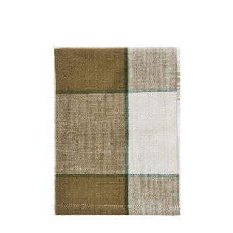 Madam Stoltz Geruite theedoek Tapenade, groen, off white