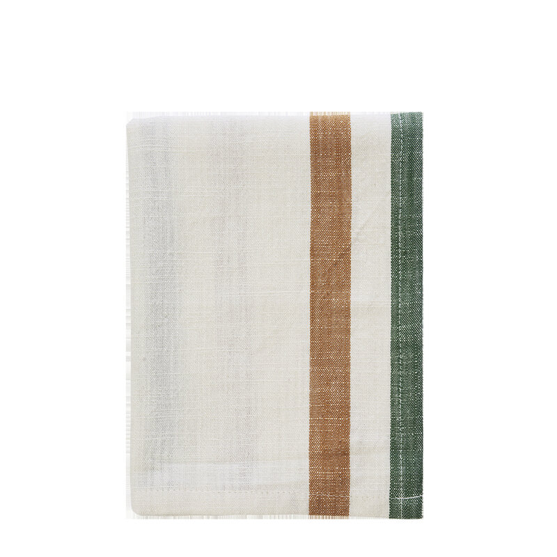 Madam Stoltz-collectie Striped kitchen towel Off white, pumpkin spice, green
