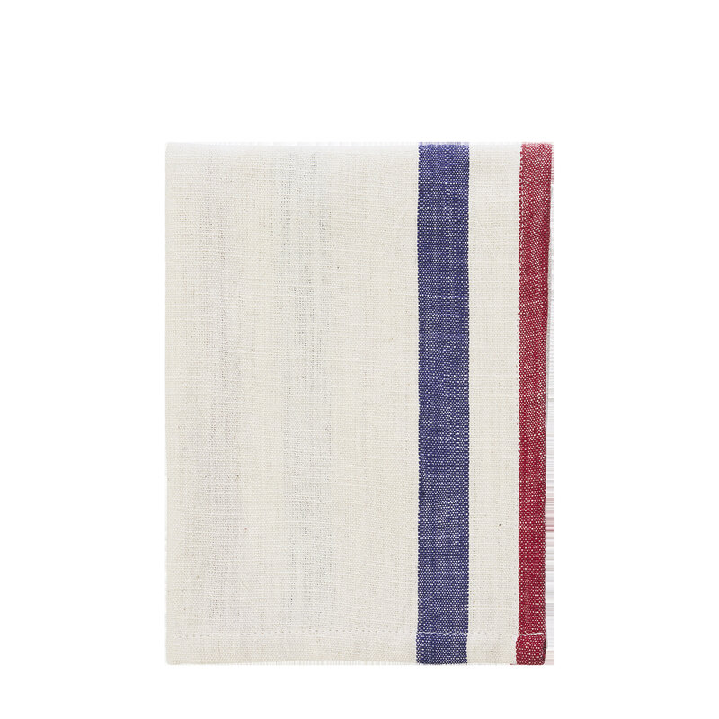 Madam Stoltz-collectie Striped kitchen towel Off white, blue, red