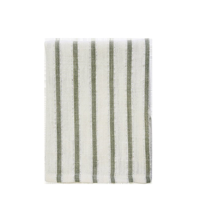 Madam Stoltz-collectie Striped kitchen towel Off white, green, silver