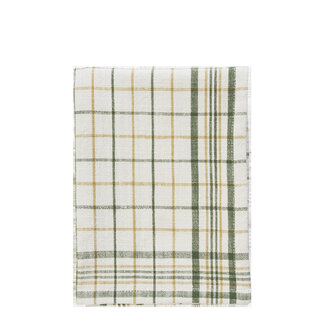 Madam Stoltz Geruite theedoek Off white, geel, groen