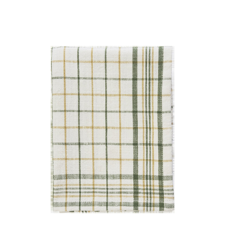 Madam Stoltz-collectie Checked kitchen towel Off white, yellow, green