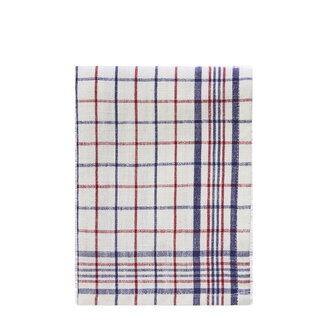 Madam Stoltz Geruite theedoek Off white, blauw, rood