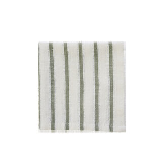 Madam Stoltz Striped cotton napkins Off white  green  silver