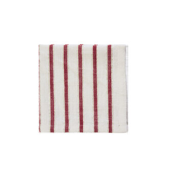 Madam Stoltz Striped cotton napkins Off white  red  gold