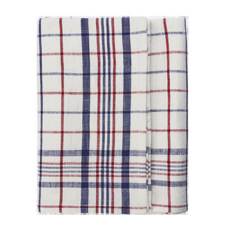 Madam Stoltz Geruite tafelkleed off white, blauw, rood