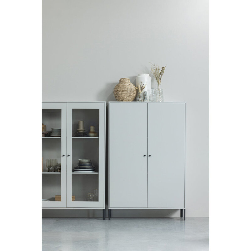 WOOOD-collectie Xam Vitrinekast Grenen Wolkengrijs [Fsc]