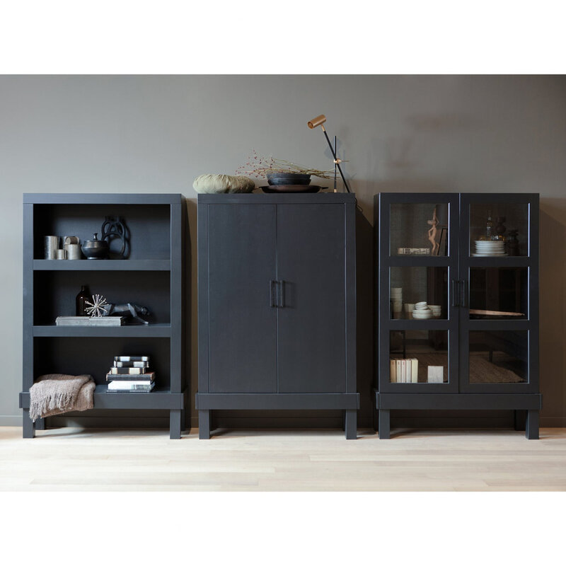WOOOD-collectie Bonk Open Cabinet Pine Matt Black [FSC]