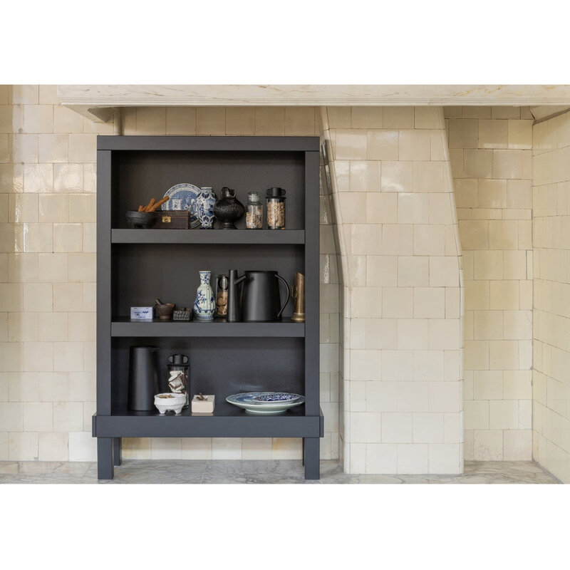 WOOOD-collectie Bonk Open Cabinet Pine Matt Black [FSC]