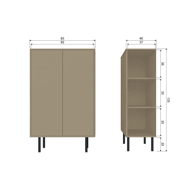 WOOOD-collectie Cadiz Opbergkast Grenen Mud [Fsc]