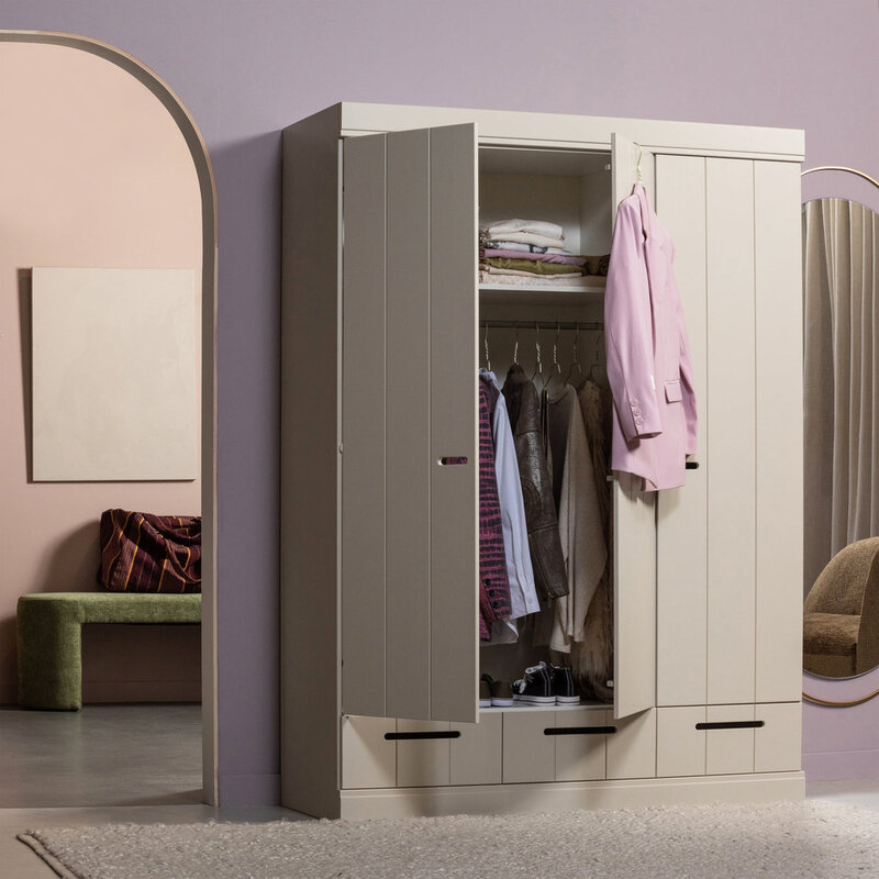 WOOOD-collectie Connect 3-Deurs Kledingkast + Lade Dust [Fsc]