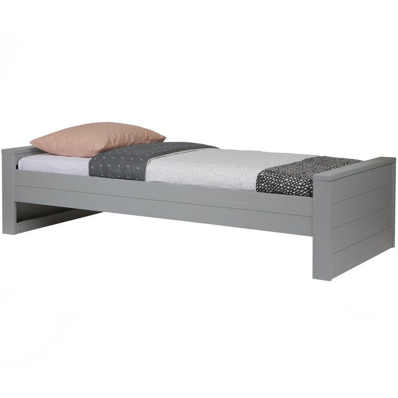 WOOOD-collectie Dennis Bed 90X200 Cm Grenen Geborsteld Betongrijs [Fsc]