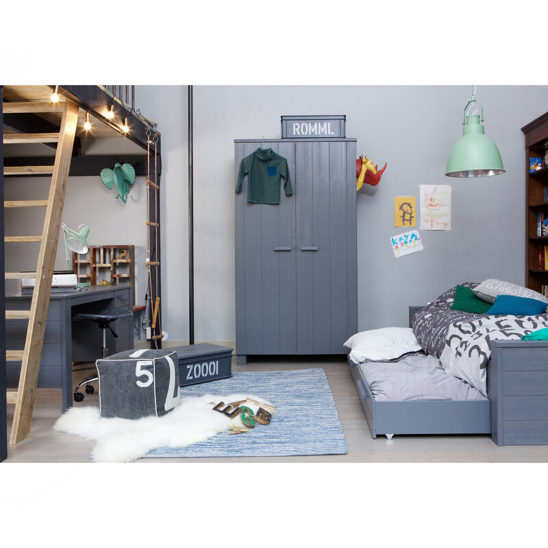 WOOOD-collectie Dennis Matras/Bedlade Steelgrey Geborsteld [Fsc]