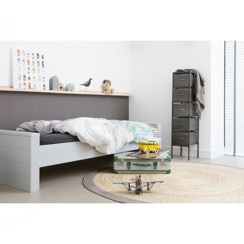 WOOOD-collectie Dennis Bed 90X200 Cm Grenen Geborsteld Betongrijs [Fsc]