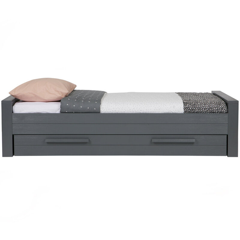 WOOOD-collectie Dennis Bed 90X200 Cm Grenen Steel Grey Geborsteld [Fsc]
