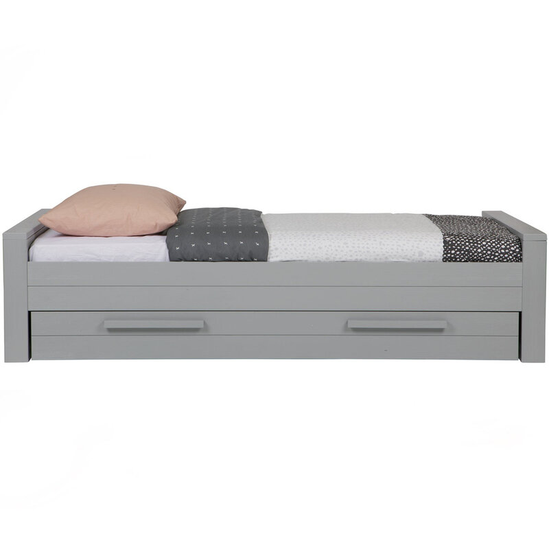 WOOOD-collectie Dennis Bed 90X200 Cm Grenen Geborsteld Betongrijs [Fsc]