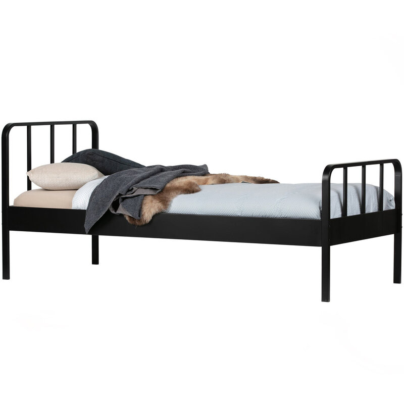 WOOOD-collectie Mees Bed Metaal Zwart 90X200 Cm