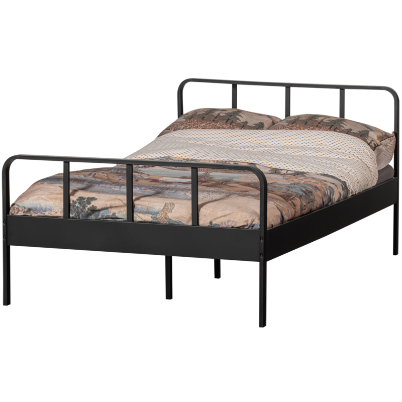 WOOOD-collectie Mees Bed Small Double Metal Black 120X200 Cm