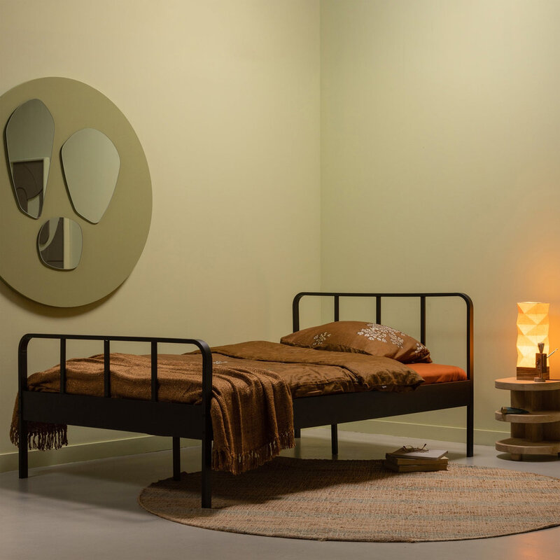 WOOOD-collectie Mees Bed Small Double Metal Black 120X200 Cm