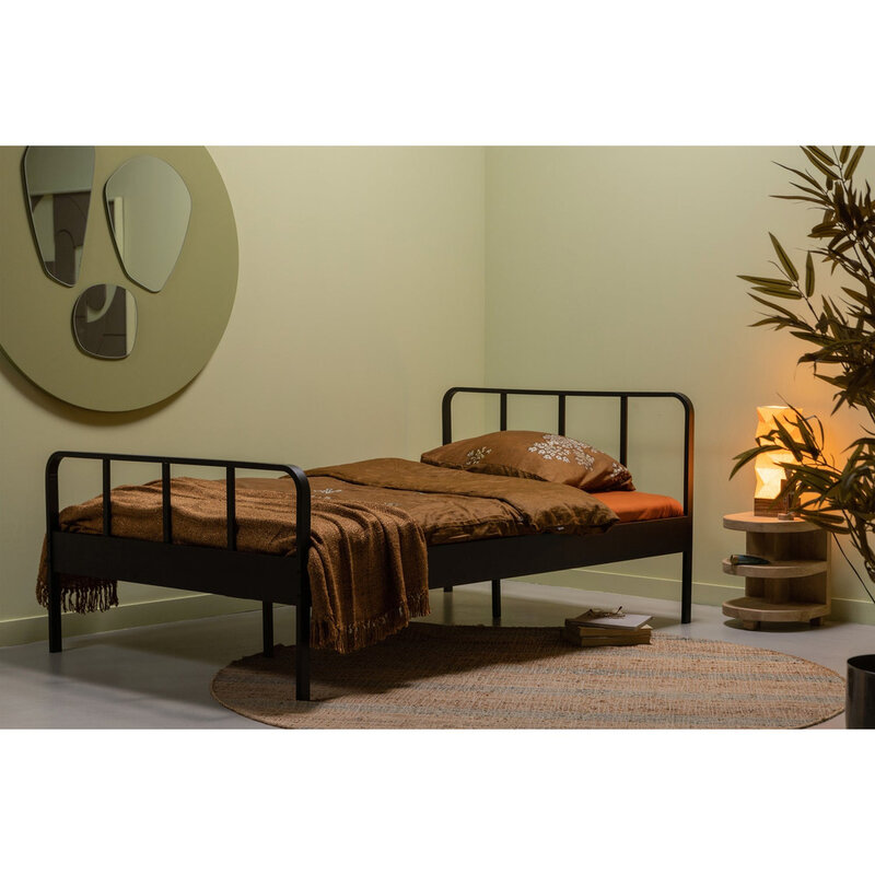 WOOOD-collectie Mees Bed Small Double Metal Black 120X200 Cm