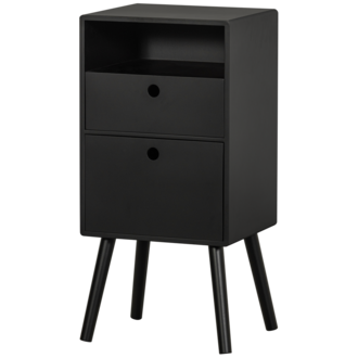 WOOOD Ozzy Bedside Table High Wood Black
