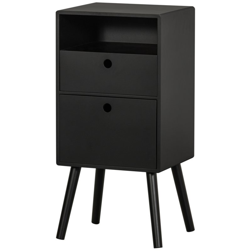 WOOOD-collectie Ozzy Bedside Table High Wood Black