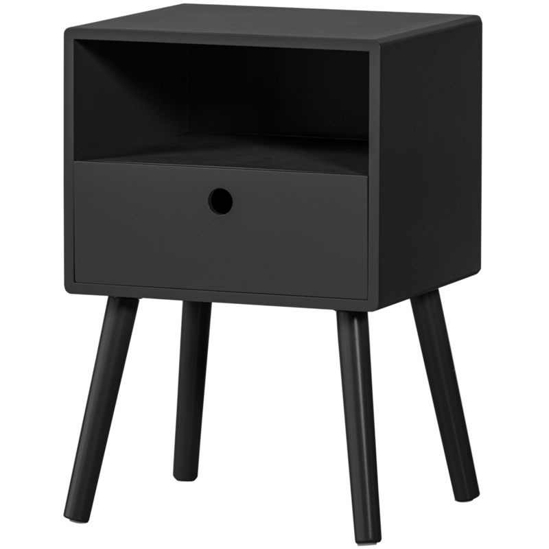 WOOOD-collectie Ozzy Bedside Table Wood Black