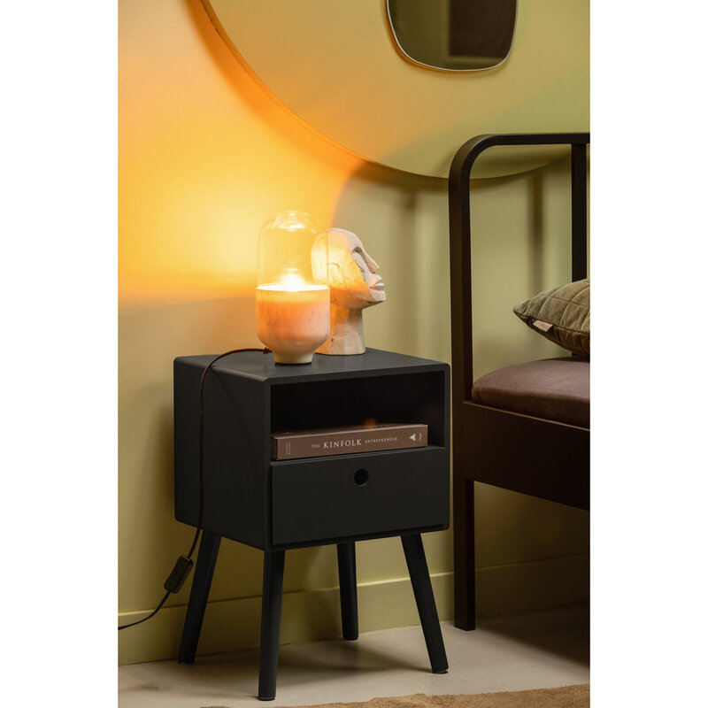 WOOOD-collectie Ozzy Bedside Table Wood Black