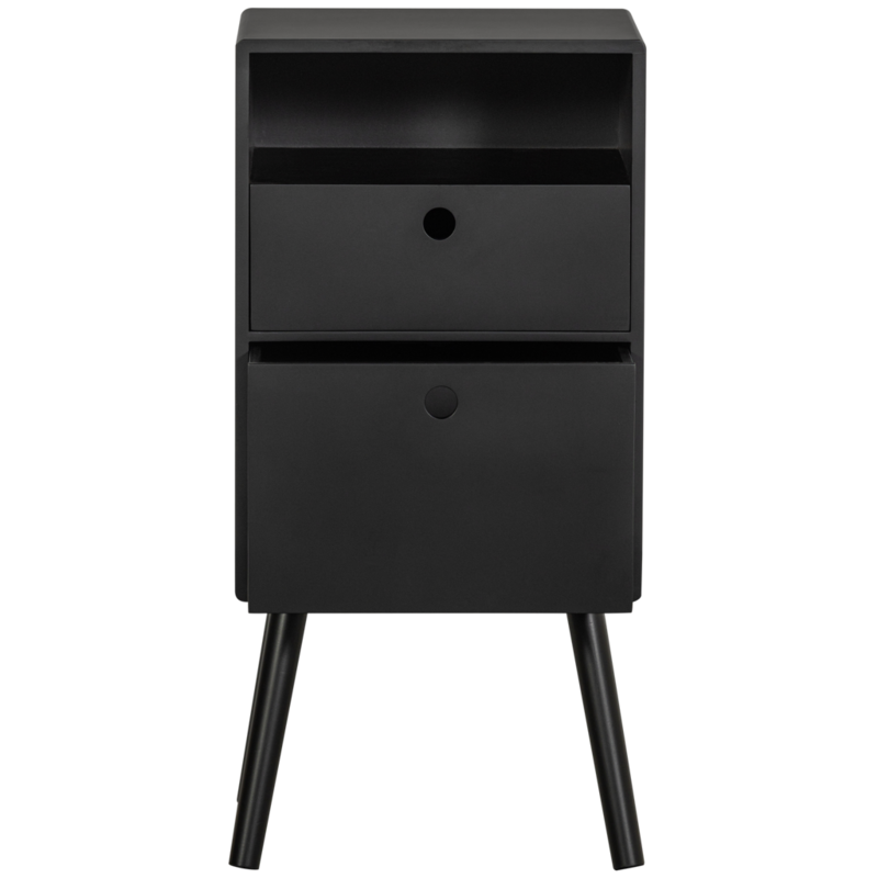 WOOOD-collectie Ozzy Bedside Table High Wood Black