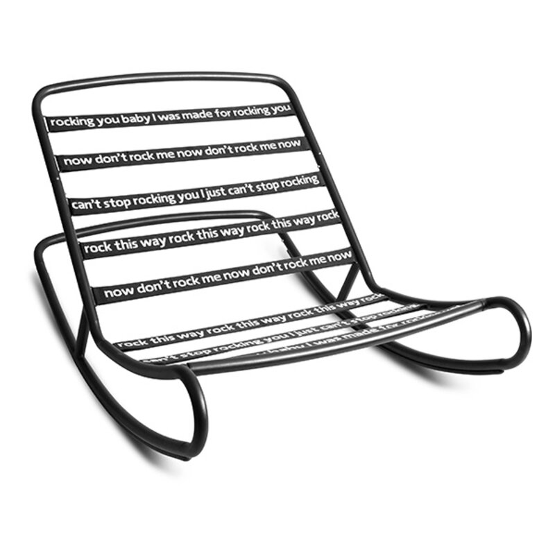 Fatboy-collectie  rock 'n roll schommelstoel zwart incl. original Outdoor zitzak Stripe Cacao
