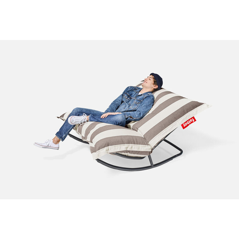 Fatboy-collectie  rock 'n roll schommelstoel zwart incl. original Outdoor zitzak Stripe Cacao