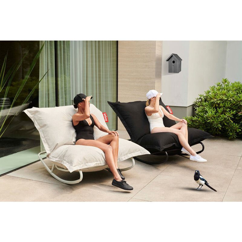 Fatboy-collectie  rock 'n roll schommelstoel zwart incl. original Outdoor zitzak Stripe Cacao