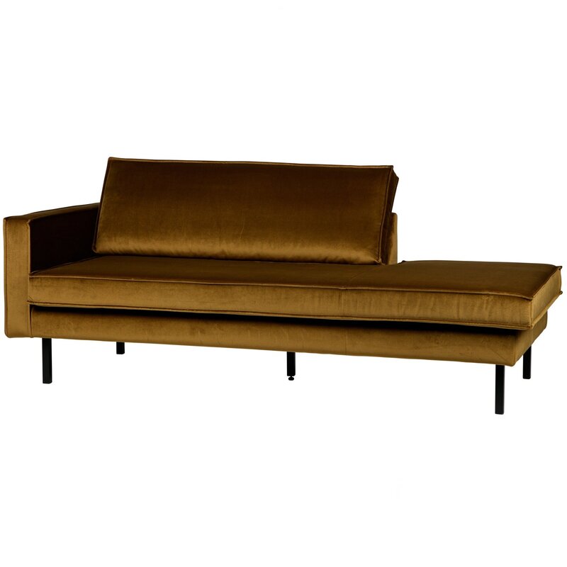 WOOOD-collectie Rodeo Daybed Left Velvet Honing Geel