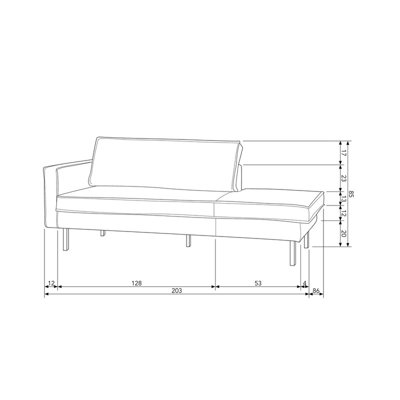 WOOOD-collectie Rodeo Daybed Left Velvet Honing Geel