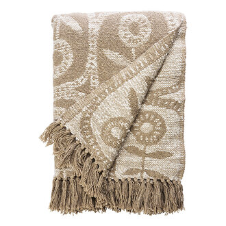 Madam Stoltz Omkeerbare gerecyclede katoenen plaid Taupe, off white