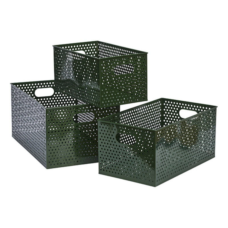 Madam Stoltz-collectie Metalen opbergdozen Donkergroen